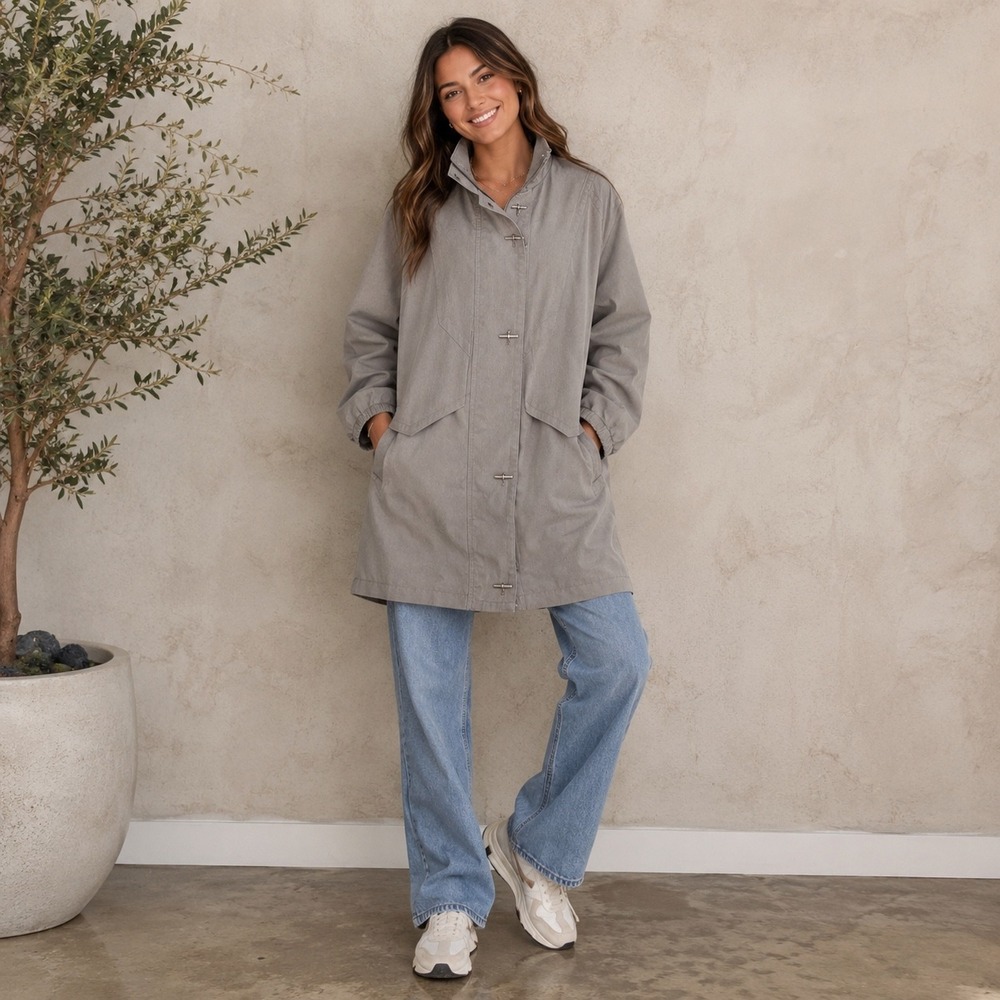 Vintage Morton Bernard Harve Benard Taupe Brown Utility Rain Coat Trench Jacket‎